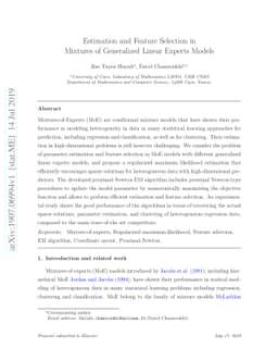 Estimation and Feature Selection in Mixtures of Generalized Linear
  Experts Models