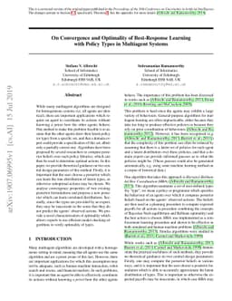 On Convergence and Optimality of Best-Response Learning with Policy
  Types in Multiagent Systems