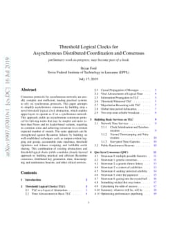Threshold Logical Clocks for Asynchronous Distributed Coordination and
  Consensus