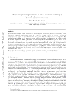 Information processing constraints in travel behaviour modelling: A
  generative learning approach