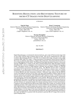 Boosting Resolution and Recovering Texture of micro-CT Images with Deep
  Learning