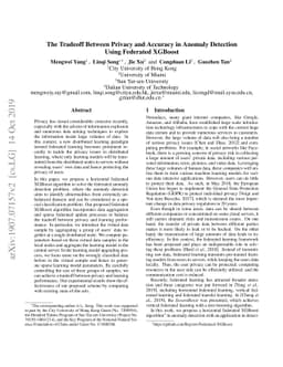 The Tradeoff Between Privacy and Accuracy in Anomaly Detection Using
  Federated XGBoost