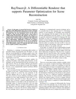 RayTracer.jl: A Differentiable Renderer that supports Parameter
  Optimization for Scene Reconstruction