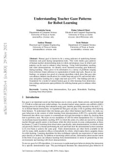Understanding Teacher Gaze Patterns for Robot Learning