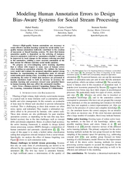 Modeling Human Annotation Errors to Design Bias-Aware Systems for Social
  Stream Processing