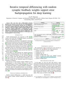 Iterative temporal differencing with random synaptic feedback weights
  support error backpropagation for deep learning