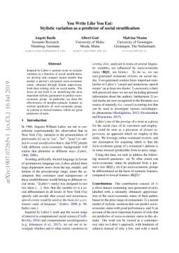You Write Like You Eat: Stylistic variation as a predictor of social
  stratification