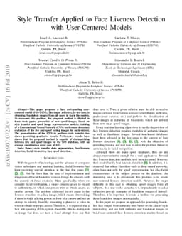 Style Transfer Applied to Face Liveness Detection with User-Centered
  Models