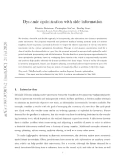 Dynamic optimization with side information