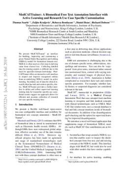 MedCATTrainer: A Biomedical Free Text Annotation Interface with Active
  Learning and Research Use Case Specific Customisation
