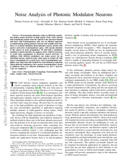 Noise Analysis of Photonic Modulator Neurons