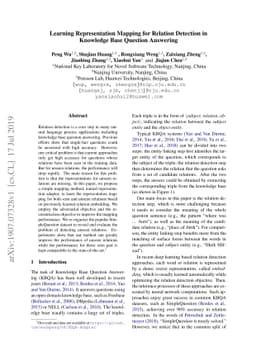 Learning Representation Mapping for Relation Detection in Knowledge Base
  Question Answering