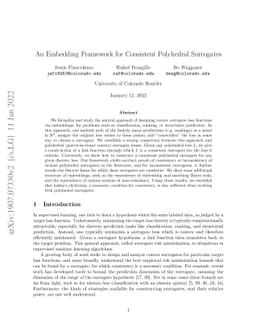 An Embedding Framework for Consistent Polyhedral Surrogates