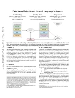 Fake News Detection as Natural Language Inference