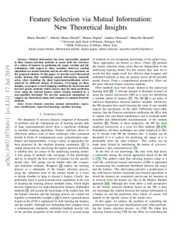 Feature Selection via Mutual Information: New Theoretical Insights