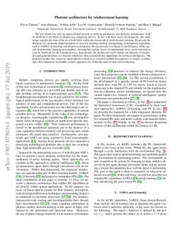 Photonic architecture for reinforcement learning