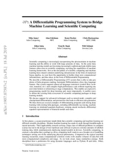 A Differentiable Programming System to Bridge Machine Learning and
  Scientific Computing