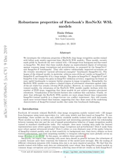 Robustness properties of Facebook's ResNeXt WSL models