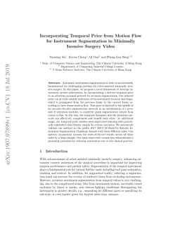 Incorporating Temporal Prior from Motion Flow for Instrument
  Segmentation in Minimally Invasive Surgery Video
