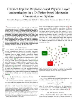 Channel Impulse Response-based Physical Layer Authentication in a
  Diffusion-based Molecular Communication System