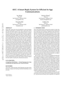 OCC: A Smart Reply System for Efficient In-App Communications