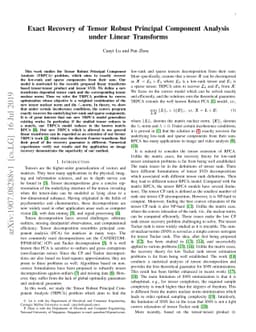 Exact Recovery of Tensor Robust Principal Component Analysis under
  Linear Transforms