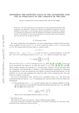 Minimizing the expected value of the asymmetric loss and an inequality
  of the variance of the loss
