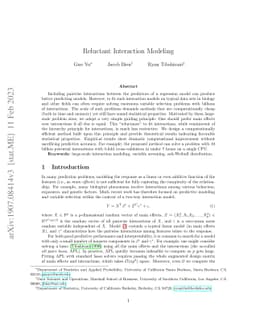 Reluctant Interaction Modeling