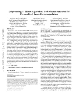 Empowering A* Search Algorithms with Neural Networks for Personalized
  Route Recommendation