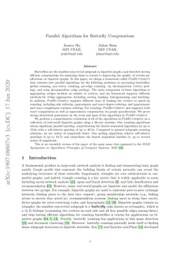 Parallel Algorithms for Butterfly Computations