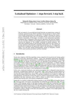 Lookahead Optimizer: k steps forward, 1 step back