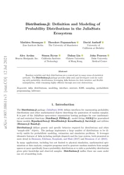 Distributions.jl: Definition and Modeling of Probability Distributions
  in the JuliaStats Ecosystem