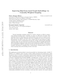 Improving Skip-Gram based Graph Embeddings via Centrality-Weighted
  Sampling