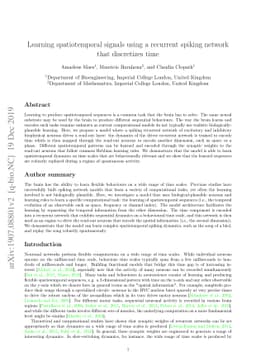 Learning spatiotemporal signals using a recurrent spiking network that
  discretizes time
