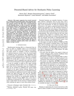 Potential-Based Advice for Stochastic Policy Learning
