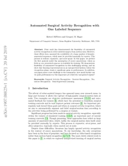 Automated Surgical Activity Recognition with One Labeled Sequence