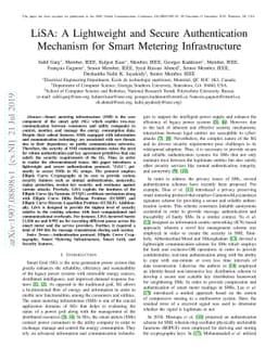 LiSA: A Lightweight and Secure Authentication Mechanism for Smart
  Metering Infrastructure