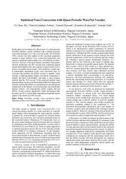 Statistical Voice Conversion with Quasi-Periodic WaveNet Vocoder