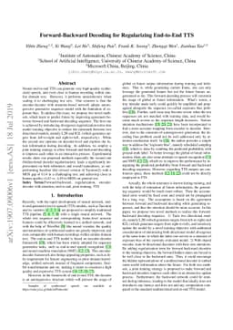 Forward-Backward Decoding for Regularizing End-to-End TTS