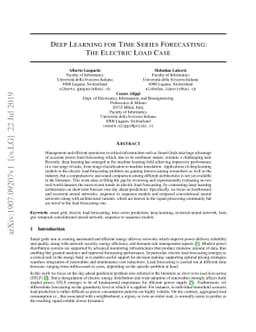 Deep Learning for Time Series Forecasting: The Electric Load Case