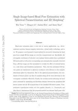 Single Image based Head Pose Estimation with Spherical Parameterization
  and 3D Morphing
