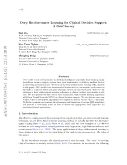 Deep Reinforcement Learning for Clinical Decision Support: A Brief
  Survey