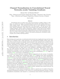 Channel Normalization in Convolutional Neural Network avoids Vanishing
  Gradients