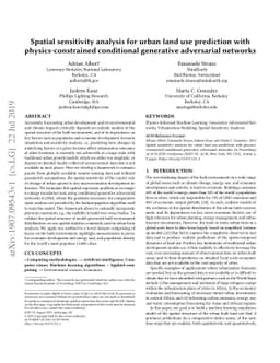 Spatial sensitivity analysis for urban land use prediction with
  physics-constrained conditional generative adversarial networks