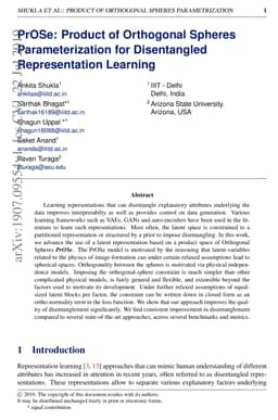 Product of Orthogonal Spheres Parameterization for Disentangled
  Representation Learning