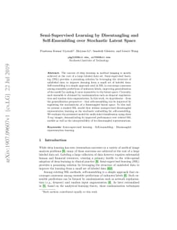 Semi-Supervised Learning by Disentangling and Self-Ensembling Over
  Stochastic Latent Space