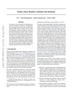 Doubly robust off-policy evaluation with shrinkage