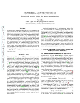 On Modeling ASR Word Confidence