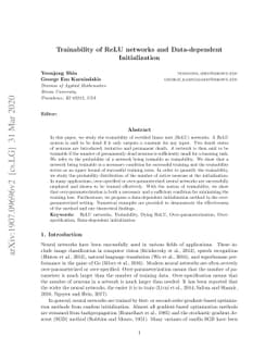 Trainability of ReLU networks and Data-dependent Initialization