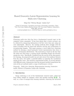 Shared Generative Latent Representation Learning for Multi-view
  Clustering